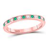 Image 1 : Round Emerald Diamond Alternating Stackable Band Ring 1/4 Cttw 10kt Rose Gold