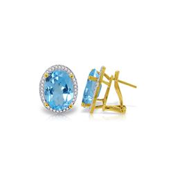 Genuine 15.16 ctw Blue Topaz & Diamond Earrings 14KT Yellow Gold - REF-132V6W