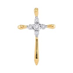 Diamond Roman Cross Faith Pendant 1/20 Cttw 10kt Yellow Gold