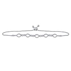 Diamond Infinity Oval Bolo Bracelet 1/4 Cttw 10kt White Gold