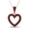 Image 1 : Round Red Color Enhanced Diamond Heart Pendant 1/10 Cttw 10kt Rose Gold