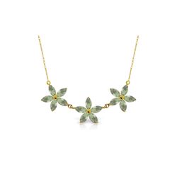 Genuine 4.2 ctw Green Amethyst Necklace 14KT Yellow Gold - REF-60N7R