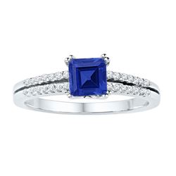 Lab-Created Blue Sapphire Solitaire Ring 1.00 Cttw 10kt White Gold