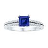 Image 1 : Lab-Created Blue Sapphire Solitaire Ring 1.00 Cttw 10kt White Gold