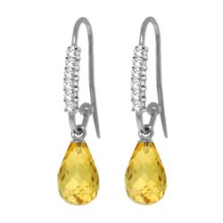 Genuine 4.68 ctw Citrine & Diamond Earrings 14KT White Gold - REF-40M7T