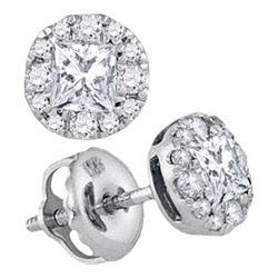 Diamond Framed Screwback Stud Earrings 1/2 Cttw 14kt White Gold