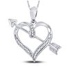 Diamond Heart Arrow Pendant 1/12 Cttw 10kt White Gold