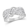 Image 1 : Diamond Crossover Band Ring 1-1/2 Cttw 14kt White Gold