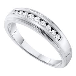 Mens Round Channel-set Diamond 5mm Wedding Band Ring 1/4 Cttw 10kt White Gold