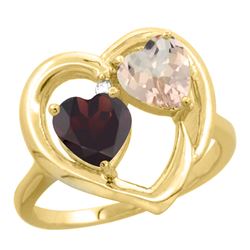 1.91 CTW Diamond, Garnet & Morganite Ring 10K Yellow Gold - REF-26M5A