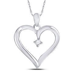 Diamond Solitaire Heart Pendant 1/20 Cttw 10kt White Gold