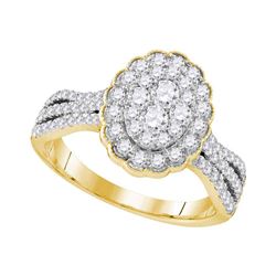 Diamond Oval Flower Cluster Ring 1.00 Cttw 10kt Yellow Gold