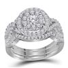 Diamond Halo Bridal Wedding Engagement Ring Band Set 1-1/4 Cttw 14kt White Gold