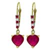 Image 1 : Genuine 2.98 ctw Ruby & Diamond Earrings 14KT Yellow Gold - REF-46N7R