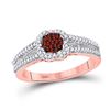 Image 1 : Round Red Color Enhanced Diamond Cluster Ring 1/4 Cttw 10kt Rose Gold