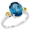 2.64 CTW London Blue Topaz & Yellow Sapphire Ring 10K White Gold - REF-25V3R