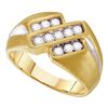 Image 1 : Mens Round Channel-set Diamond Triple Row Band Ring 1/2 Cttw 10kt Yellow Two-tone Gold