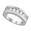 Image 1 : Mens Round Channel-set Diamond Single Row Wedding Band 1.00 Cttw 10kt White Gold