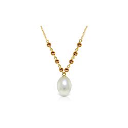 Genuine 5 ctw Pearl & Citrine Necklace 14KT Yellow Gold - REF-25R4P