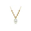 Image 1 : Genuine 5 ctw Pearl & Citrine Necklace 14KT Yellow Gold - REF-25R4P