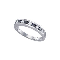 Round Black Color Enhanced Diamond Band Ring 1/4 Cttw 10kt White Gold