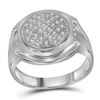 Mens Diamond Circle Cluster Fashion Ring 1/3 Cttw 10kt White Gold