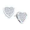 Diamond Cluster Heart Screwback Stud Earrings 1/2 Cttw 14kt White Gold