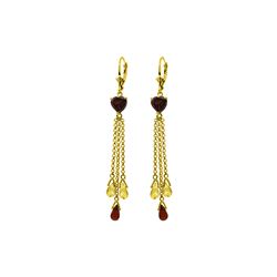 Genuine 9.5 ctw Garnet & Citrine Earrings 14KT Yellow Gold - REF-62Y2F