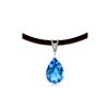 Genuine 6.01 ctw Blue Topaz & Diamond Necklace 14KT White Gold - REF-32F3Z