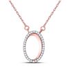 Diamond Oval Pendant Necklace 1/8 Cttw 14kt Rose Gold