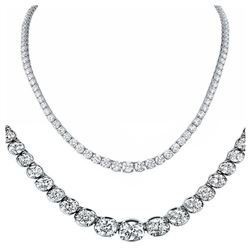 Natural 8.66CTW VS2/I-J Diamond Tennis Necklace 18K White Gold - REF-786N8Y