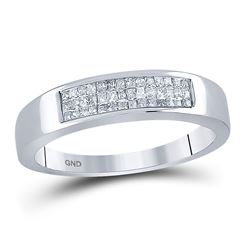 Invisible-set Diamond Triple Row Band 1/4 Cttw 14kt White Gold