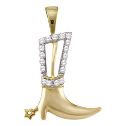 Diamond Cowboy Boot Spurs Pendant 1/8 Cttw 10kt Yellow Gold