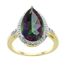 5.55 CTW Mystic Topaz & Diamond Ring 10K Yellow Gold - REF-34M8K