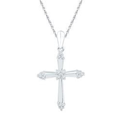 Diamond Cross Pendant 1/10 Cttw 10kt White Gold