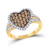 Image 1 : Round Brown Diamond Heart Ring 1-3/8 Cttw 10kt Yellow Gold