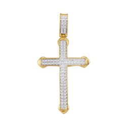 Mens Diamond Cross Charm Pendant 1/4 Cttw 10kt Yellow Gold