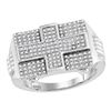 Image 1 : Mens Diamond Rectangle Cross Cluster Ring 5/8 Cttw 10kt White Gold