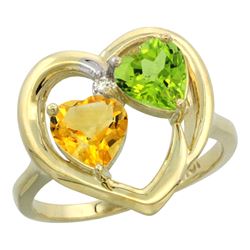 2.61 CTW Diamond, Citrine & Peridot Ring 10K Yellow Gold - REF-23K7W