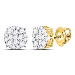 Diamond Circle Cluster Earrings 1.00 Cttw 14kt Yellow Gold