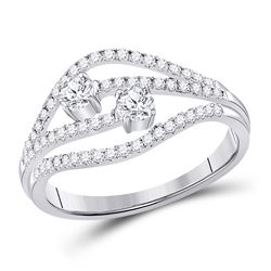 Diamond 2-stone Bridal Wedding Engagement Ring 1/2 Cttw 14kt White Gold