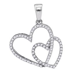 Diamond Double Heart Pendant 1/5 Cttw 10kt White Gold