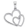 Diamond Double Heart Pendant 1/5 Cttw 10kt White Gold