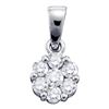 Diamond Flower Cluster Pendant 1.00 Cttw 14kt White Gold