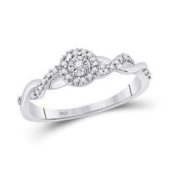 Diamond Solitaire Twist Woven Promise Bridal Ring 1/6 Cttw 10kt White Gold