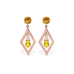 Genuine 2.4 ctw Citrine Earrings 14KT Rose Gold - REF-39X3M