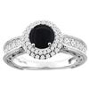 Image 1 : 1.14 CTW Onyx & Diamond Ring 14K White Gold - REF-91X3M