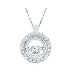 Diamond Circle Moving Twinkle Pendant 1/4 Cttw 10kt White Gold