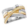 Image 1 : Diamond Crossover Band Ring 1/2 Cttw 14kt Two-tone White Yellow Gold