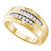 Image 1 : Mens Diamond Double Row Band 1/3 Cttw 14kt Yellow Gold